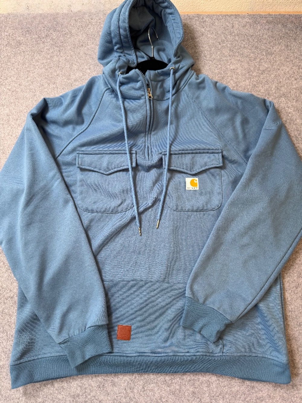Carhartt Blue Quarter Zip Hoodie XL Heavyweight Pullover Sweatshirt
